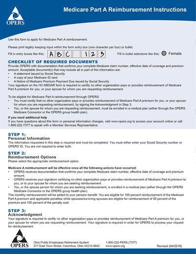 Image of Mecicare Part A Reimbursement Form Instructions