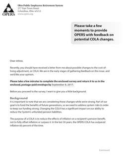 Potential COLA Changes Letter