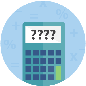Calculator with question marks illustration