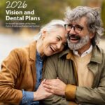 Smiling older couple embracing outdoors, featured on the cover of the 2026 Vision and Dental Plans booklet for Ohio Public Employees Retirement System.